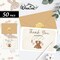 50 Pack Baby Shower Thank You Cards Boxed Vintage Khaki Cloth Note Card with Envelopes Stickers Greeting Blank Cards for Girl Birthday Baby Shower Gender Reveal